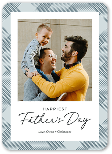 Hemmed Border 5x7 Gray  Father's Day Card