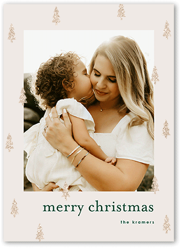 Cute Trees 5x7 Gray  Holiday Card