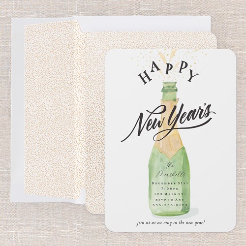 Champagne Splash 5x7 White  Holiday Invitation