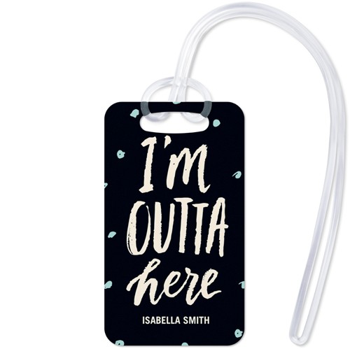 Outta Here 2x3 Black  Luggage Tag