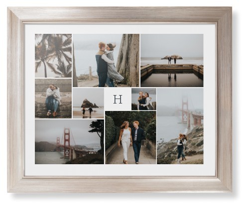 Framed Prints: Classic Monogram Gallery of Nine Metallic Modern Frame 16x20 5+ Photos Shutterfly