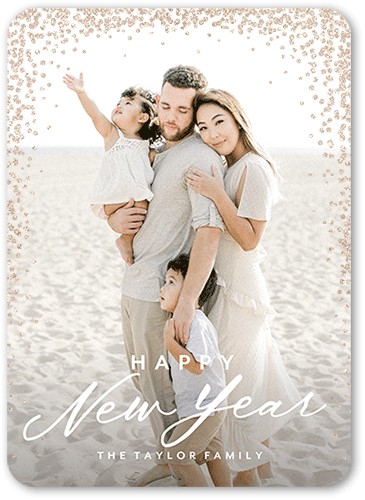 Confetti Corners 5x7 White  Holiday Card