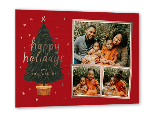 Polished Tree 5x7 Red  Holiday Card