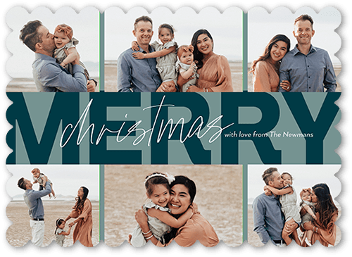 Happy Stripe 5x7 Blue  Holiday Card