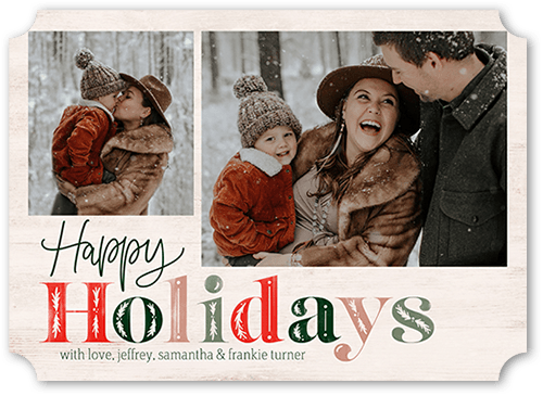 Holly Type 5x7 Beige  Holiday Card