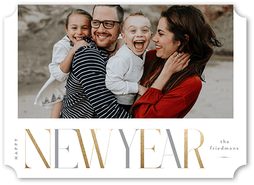 Vintage Serif 5x7 White  Holiday Card