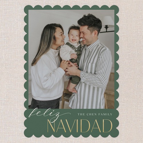 Merry Modern Tidings 5x7 Green  Holiday Card