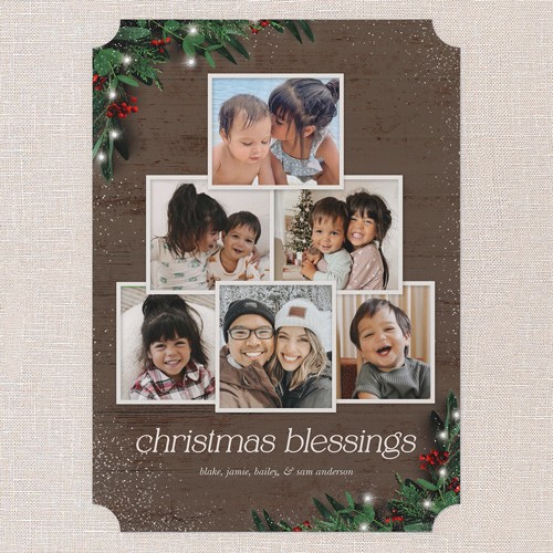 Religious Christmas Cards: Botanical Photo Tree 5x7 Portrait Flat Brown 5+ Photos Signature Smooth Cardstock Ticket Shutterfly