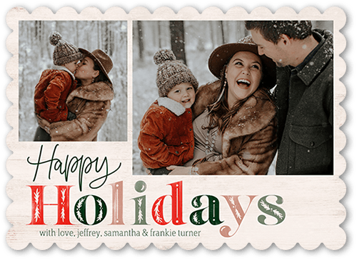 Holly Type 5x7 Beige  Holiday Card