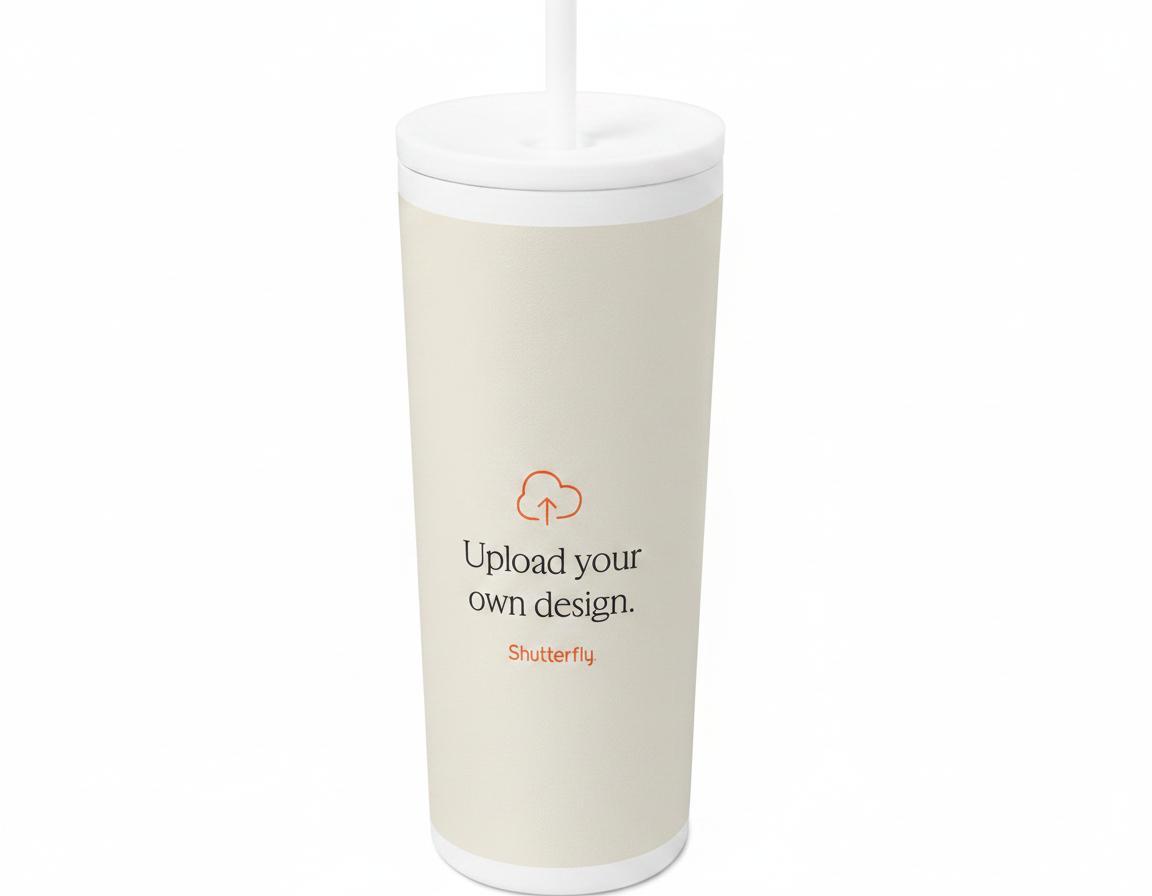 Upload Your Own Design 24oz White  24oz Tumbler with Straw
