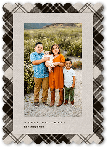 Intricate Plaid 5x7 Gray  Holiday Card