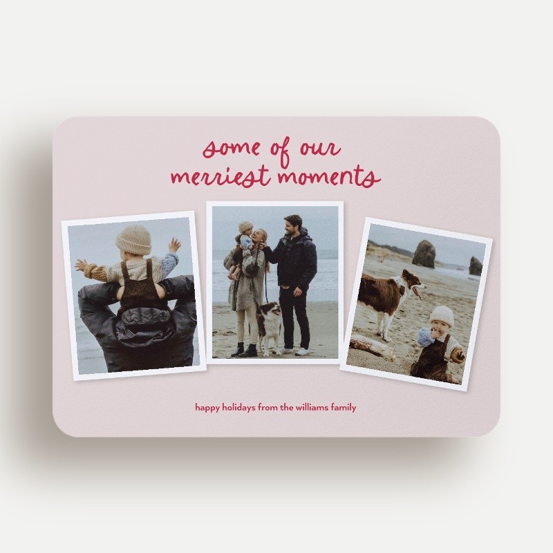 Christmas Cards: Tilted Memories 5x7 Landscape Flat Beige 3 Photos Standard Smooth Cardstock Rounded Shutterfly