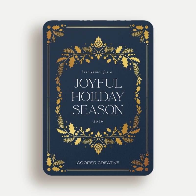 Luxury Blue and Gold Holiday Cards