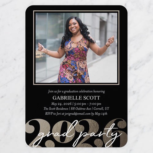 Strong Year 5x7 Black  Graduation Invitation