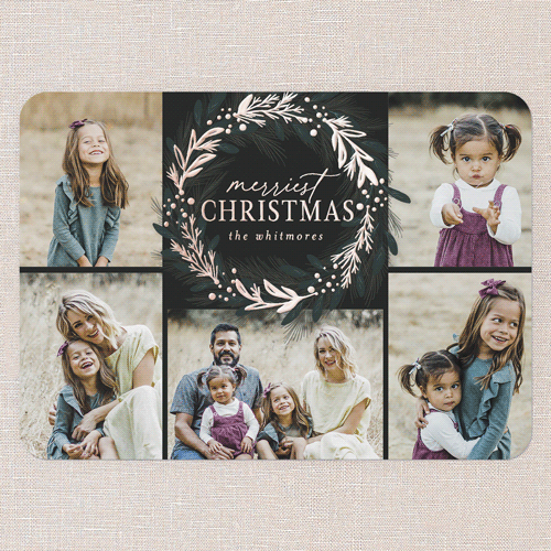 Custom Foil Wreath Christmas Cards