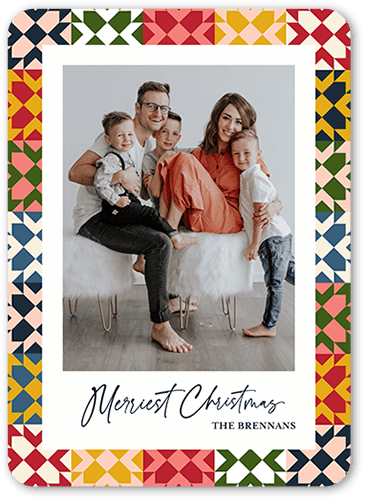 Yuletide Quilt 5x7 White  Holiday Card