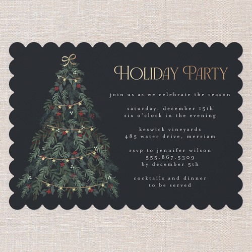 Garland Gathering 5x7 Gray  Holiday Invitation