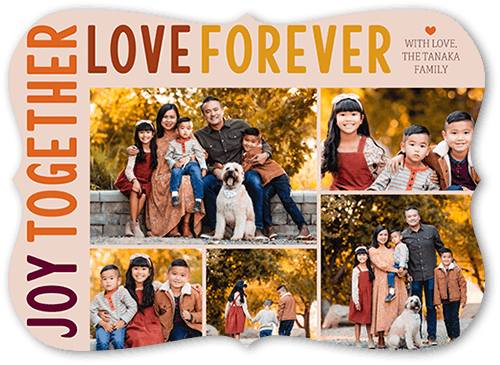 Joy and Love Forever 5x7 Pink  Thanksgiving Card