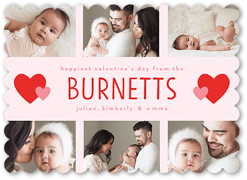 Hearty Wishes 5x7 Pink  Valentine's Day Card