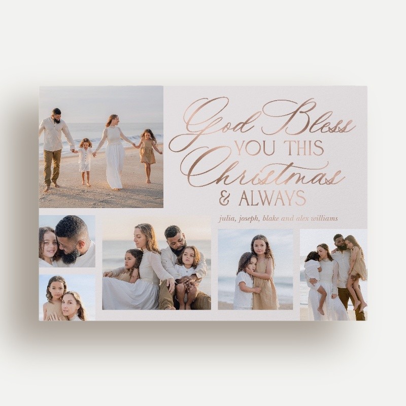 Blessed Script Religious Christmas Card