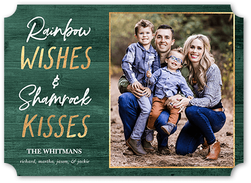 Wishes Kisses 5x7 Green  St. Patrick's Day Card