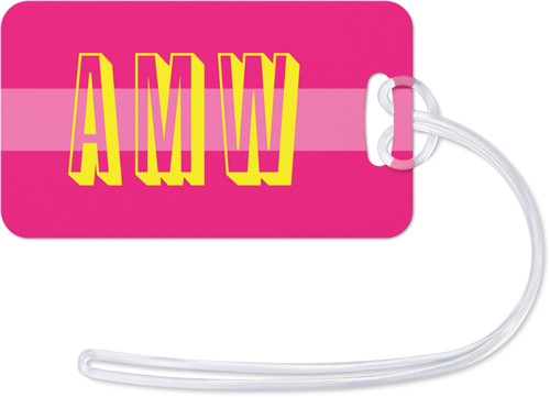 Retro Travel Initials 2x4 Pink  Luggage Tag