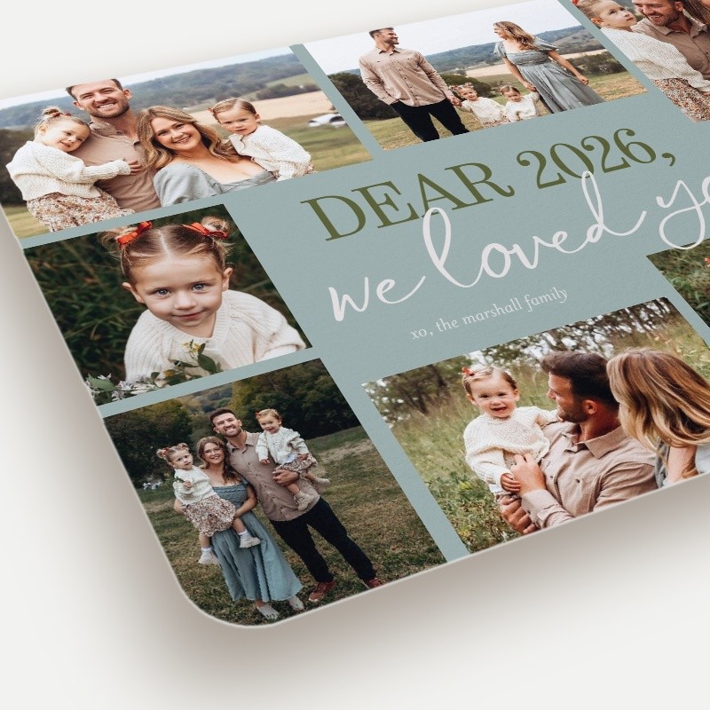 Year In Review New Year's Card Year In Review 5x7 Gray New Year's Card