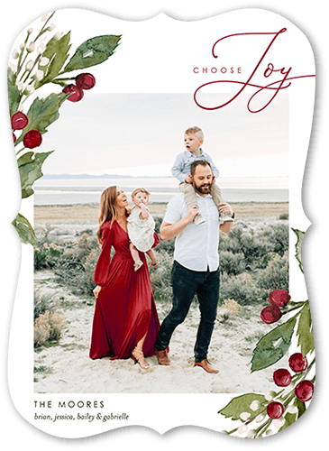 Festive Berries 5x7 White  Holiday Card