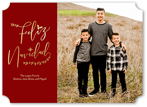 Organic Script 5x7 Red  Tarjeta de Navidad