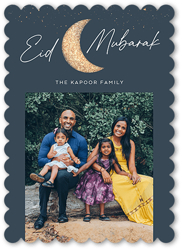 Crescent Greetings 5x7 Gray  Eid Card