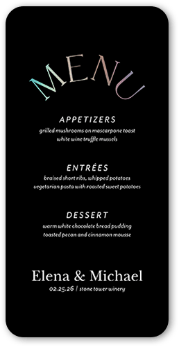 Modern Wedding Menu Cards For Tables