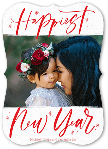 Flashy Script 5x7 Red  Lunar New Year Card