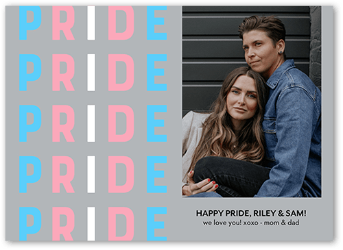 Transgender Flag 5x7 Gray  Pride Card