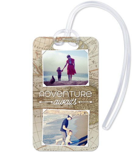 Map of Adventure 2x4 Beige  Luggage Tag