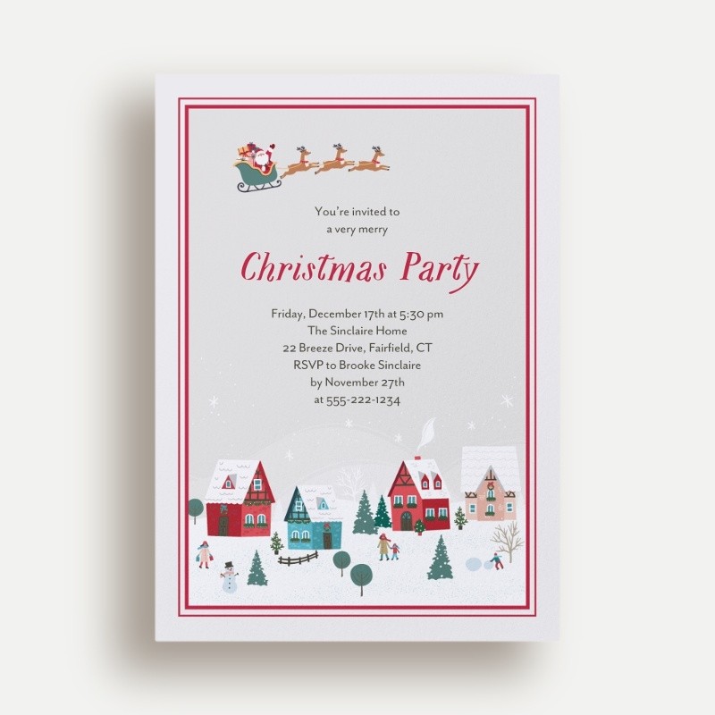 Town Santa Holiday Invitation
