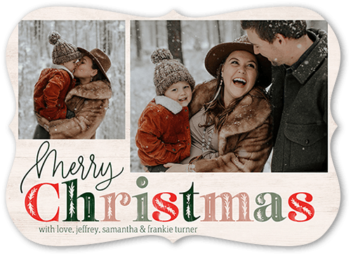 Holly Type 5x7 Beige  Holiday Card