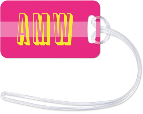 Retro Travel Initials 2x3 Pink  Luggage Tag