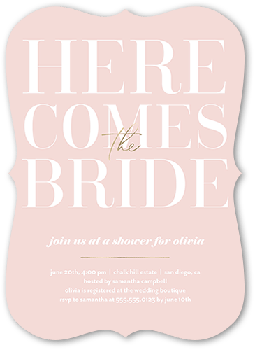 With The Bride 5x7 Pink  Bridal Shower Invitation
