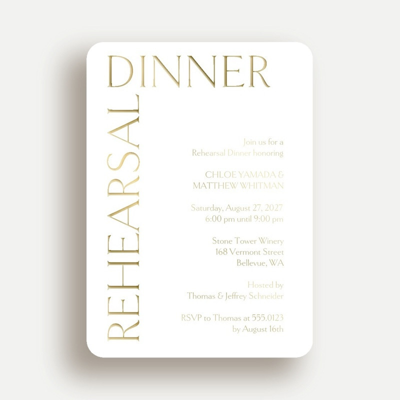 Gold Rehearsal Dinner Invitations