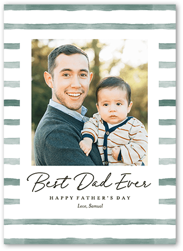 Watercolor Stripes 5x7 Green  Father's Day Card