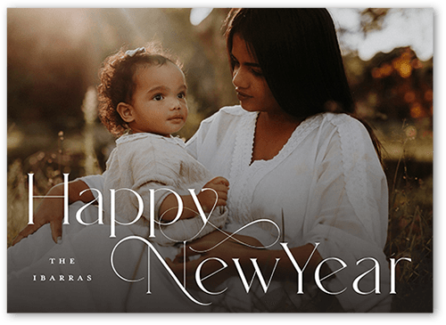 Simple Swoops 5x7 White  Holiday Card