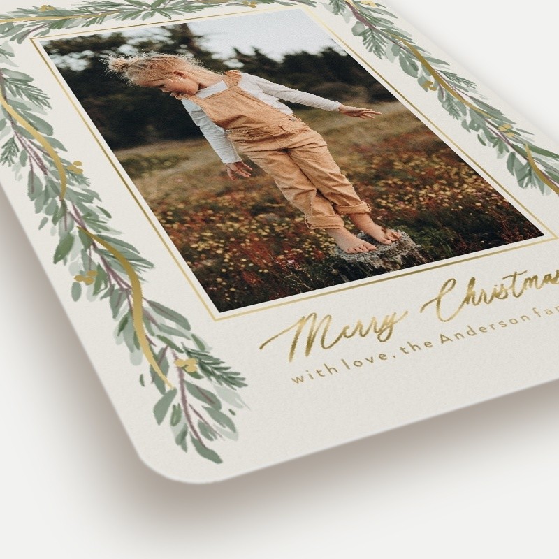 Pine Garland Frame Holiday Card