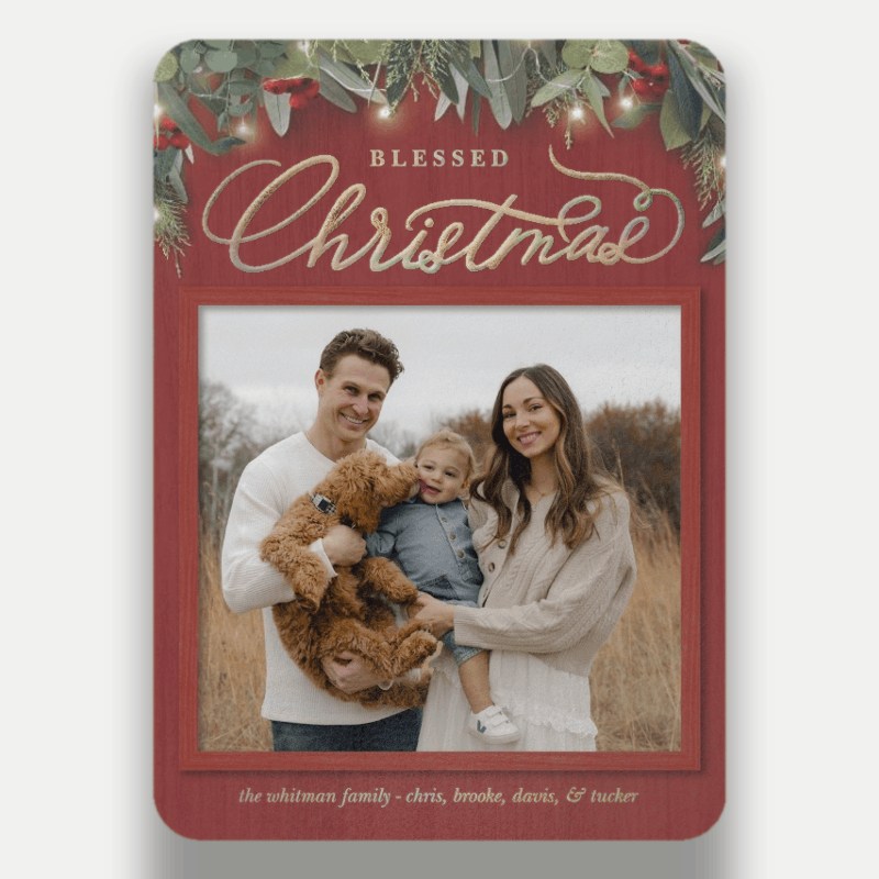 Farmhouse Greenery Holiday Card