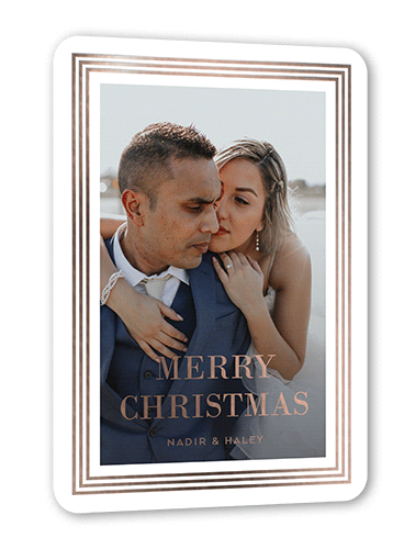 Clean Stripe 5x7 White  Holiday Card