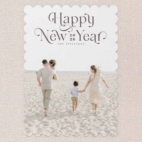 Elegant Overlay 5x7 Gray  New Year's Card