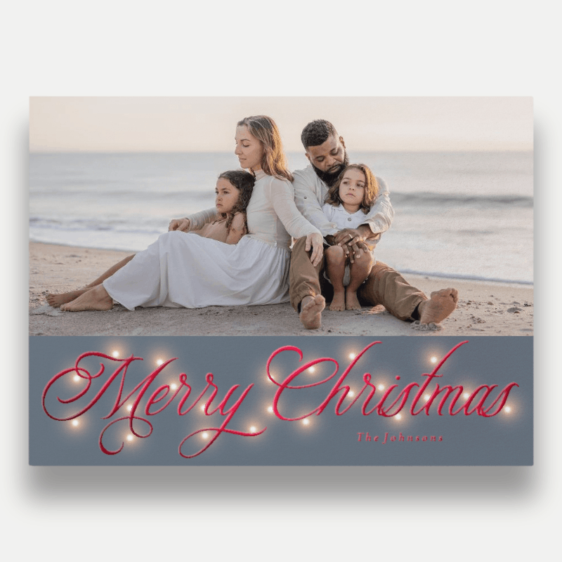 Glowing Flourish Holiday Card Glowing Flourish 6x8 Gray Holiday Card