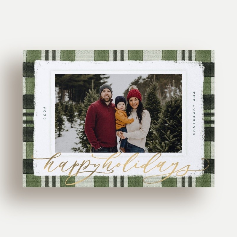 Signed Plaid Holiday Card