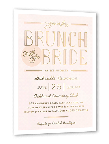 Shining Brunch 5x7 Pink  Bridal Shower Invitation
