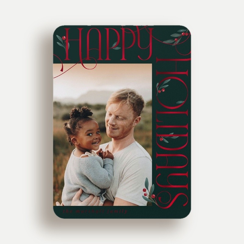 Personalized Holiday Cards With Red Foil