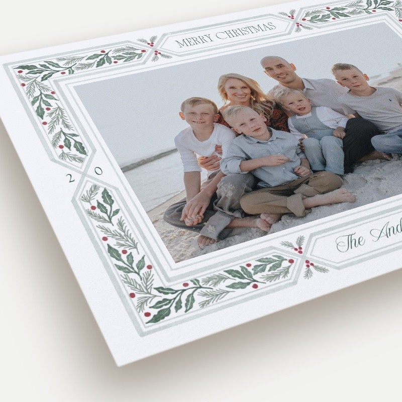 Holly Berry Frame Holiday Card